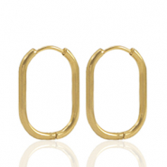 Stainless Steel - Rostfrei Stahl Ohrringe Creolen oval Gold