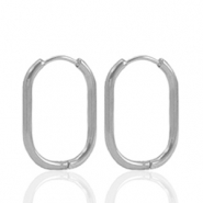 Stainless Steel - Rostfrei Stahl Ohrringe Creolen oval Silver