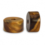 Disc Natursteinperlen Tigerauge 6x3mm Golden brown