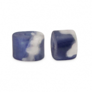 Disc Natursteinperlen Sodalith und Mikrokline 3x2mm Dark blue-white