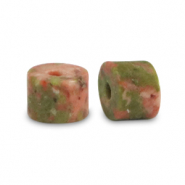 Disc Natursteinperlen Graniet 3x2mm Red-olive green