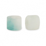 Disc Natursteinperlen Chalcedon (Quarz) 3x2mm Multicolour turquoise-off white