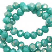 Facetten Top Glas Perlen 4x3mm Rondellen Teal green-diamond coating