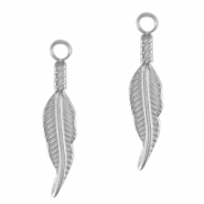 Anhänger aus Stainless Steel - Rostfreiem Stahl Feather Silber