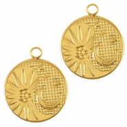 Anhänger aus Stainless Steel - Rostfreiem Stahl Sun & Moon Gold