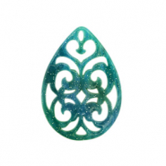 Anh&auml;nger Resin Tropfen Barock 38x27mm Ocean green