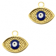 Anhänger aus Stainless Steel - Rostfreiem Stahl eye of providence Enamel Gold-blue
