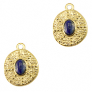 Anhänger aus Stainless Steel - Rostfreiem Stahl irregular mit Naturstein Gold-dark blue