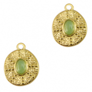 Anhänger aus Stainless Steel - Rostfreiem Stahl irregular mit Naturstein Gold-honeydew green