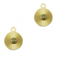 Anhänger aus Stainless Steel - Rostfreiem Stahl 12mm mit Naturstein Gold-horizon gray
