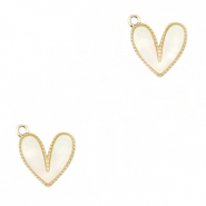 Anhänger aus Resin Heart Gold-off white