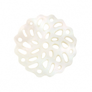 Anh&auml;nger Muschel S&uuml;&szlig;wasserperlmutt Mandala 17mm White (Naturliche Farbe Muschel)