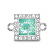 TQ Metall Brass Anh&auml;nger Zwischenst&uuml;ck Viereck Enamel Silver-turquoise blue