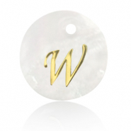 Anh&auml;nger Muschel S&uuml;&szlig;wasserperlmutt Buchstaben W Gold-white (Naturliche Farbe Muschel)