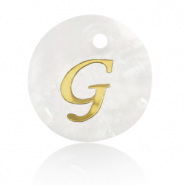 Anh&auml;nger Muschel S&uuml;&szlig;wasserperlmutt Buchstaben G Gold-white (Naturliche Farbe Muschel)