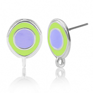 Zubeh&ouml;r Metall DQ Ohrringe with loop Antik silber-lavender purple-yellow (Nickelfrei)