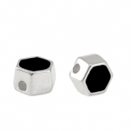 Perle Metall DQ Hexagon Antik silber-black (nikkelvrij)