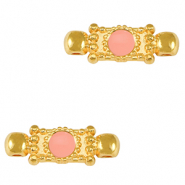 Anh&auml;nger Metall DQ Connector Gold-salmon pink (nikkelvrij)