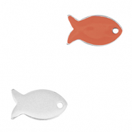 Anh&auml;nger Metall DQ Fish Antik silber-coral red (nikkelvrij)