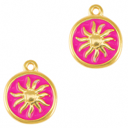 Anh&auml;nger Metall DQ Sun Gold-neon fuchsia pink (nikkelvrij)