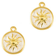 Anh&auml;nger Metall DQ Sun Gold-pearl white (nikkelvrij)