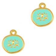 Anh&auml;nger Metall DQ Lotus Gold-veraman blue (nikkelvrij)