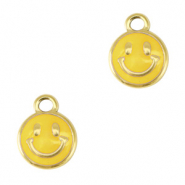 Anhänger aus Stainless Steel - Rostfreiem Stahl Smiley Enamel Gold-yellow