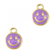 Anhänger aus Stainless Steel - Rostfreiem Stahl Smiley Enamel Gold-purple