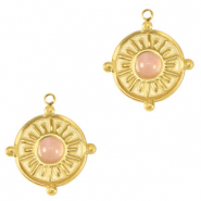 Anhänger aus Stainless Steel - Rostfreiem Stahl with natural Stone Gold-pink