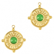 Anhänger aus Stainless Steel - Rostfreiem Stahl with natural Stone Gold-fresh green