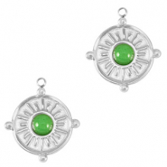 Anhänger aus Stainless Steel - Rostfreiem Stahl with natural Stone Silver-fresh green