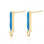 Zubeh&ouml;r Metall DQ Ohrstecker Bar Gold-petrol blue (Nickelfrei)