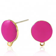 Zubeh&ouml;r Metall DQ Ohrstecker Gold-neon fuchsia pink (Nickelfrei)