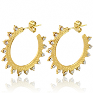 Stainless Steel - Rostfrei Stahl Ohrringe Creolen 30mm Gold-crystal