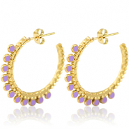 Stainless Steel - Rostfrei Stahl Ohrringe Creolen 30mm Gold-purple