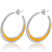 Stainless Steel - Rostfrei Stahl Ohrringe Creolen 30mm Silver-orange