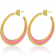 Stainless Steel - Rostfrei Stahl Ohrringe Creolen 30mm Gold-pink