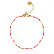 Stainless Steel - Rostfrei Stahl Armb&auml;nder Neon fuchsia pink-gold