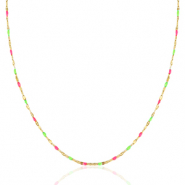 Stainless Steel - Rostfrei Stahl Kette Neon pink-green-gold