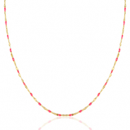 Stainless Steel - Rostfrei Stahl Kette Neon fuchsia pink-gold