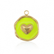 Anh&auml;nger aus Stainless Steel - Rostfreiem Stahl Herz Gold-neon yellow