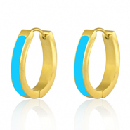 Stainless Steel - Rostfrei Stahl Ohrringe Aqua blue-gold