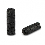 Perlen Naturstein Vulkangestein Tubes Black