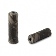 Perlen Naturstein Naturstein mit Fossilien Tubes Grey-black