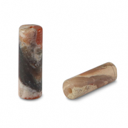 Perlen Naturstein Marmor Tubes Multicolour red-beige