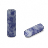 Perlen Naturstein Sodalith und Mikrokline Tubes Blue-white