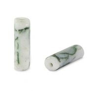 Perlen Naturstein Achat Tubes Green-white