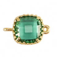 Zwischenst&uuml;cke Kristallglas Square Emerald green-gold