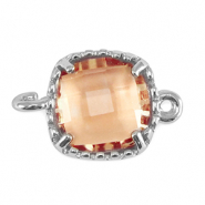 Zwischenst&uuml;cke Kristallglas Square Peachy rose-silver