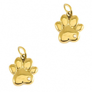 Anh&auml;nger aus Stainless Steel - Rostfreiem Stahl Dog Paw Gold